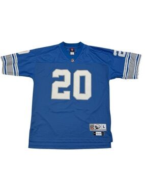 Vintage NFL Reebok Barry Sanders Detroit Lions Throwback Jersey Large Blue